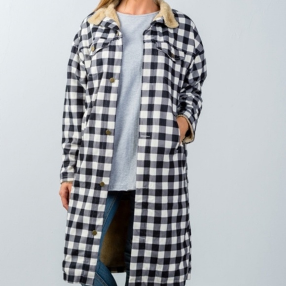 Plaid Fur Lined Coat - Picture 3 of 5